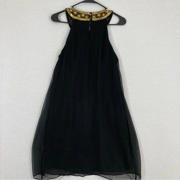 NEW ECI New York Black Gold Embellished 100% Silk Dress size 2 - Picture 7 of 9